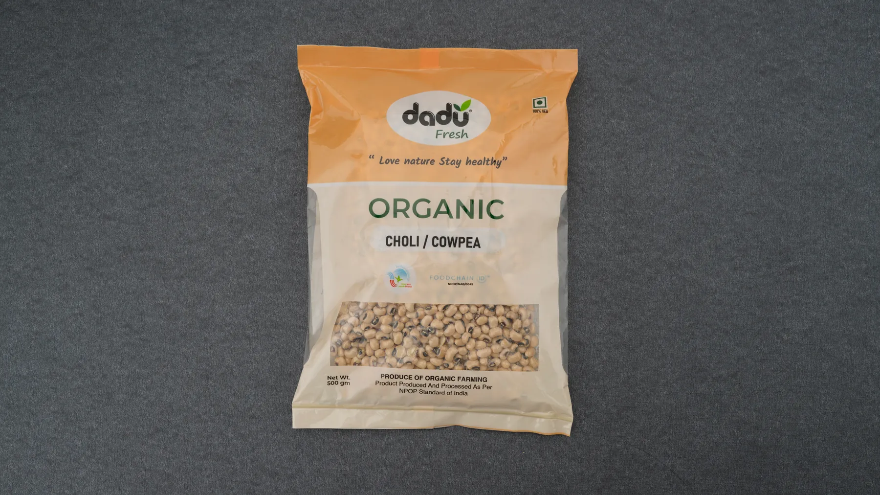 100% Organic Choli / Cowpea 500gm front pack